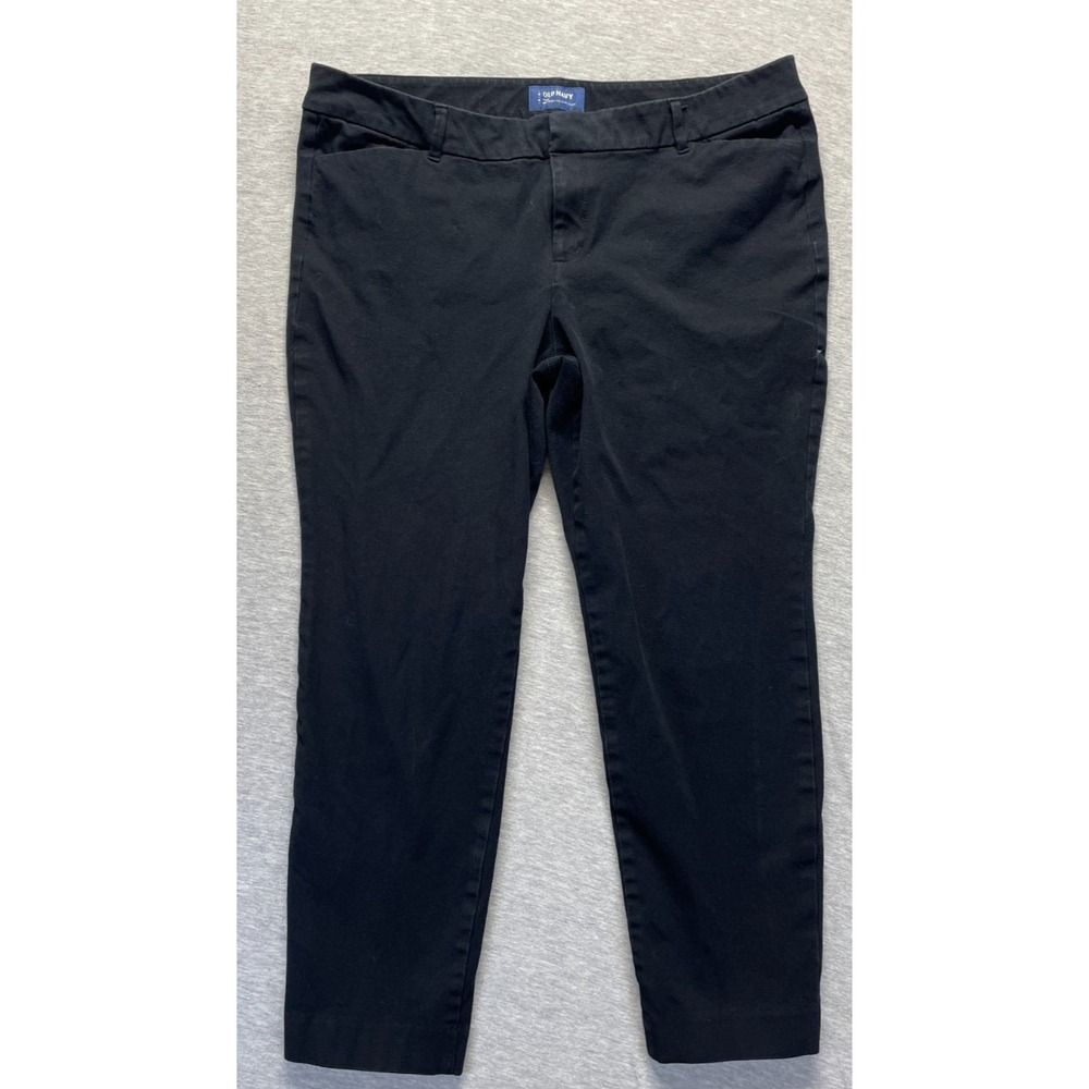 Old Navy Pixie Mid Rise Ankle Cropped Pants Womens 16 Black Cotton Skinny Leg